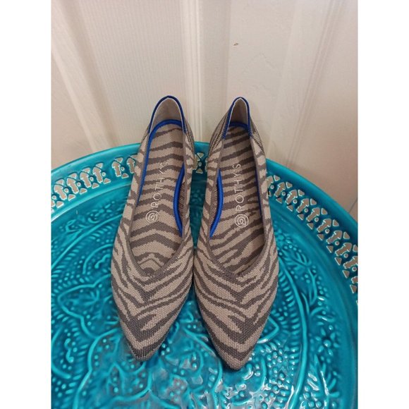 Women's Rothys's Gray Zebra Print Retired Slip On Career Flats Size 8 - Picture 4 of 10